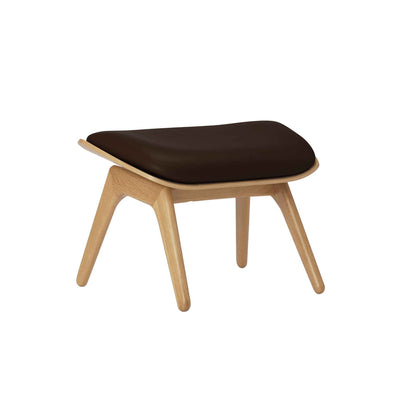 Umage The reader, ottoman pour accompagner le fauteuil, en bois et polyester, cuir brun, chêne
