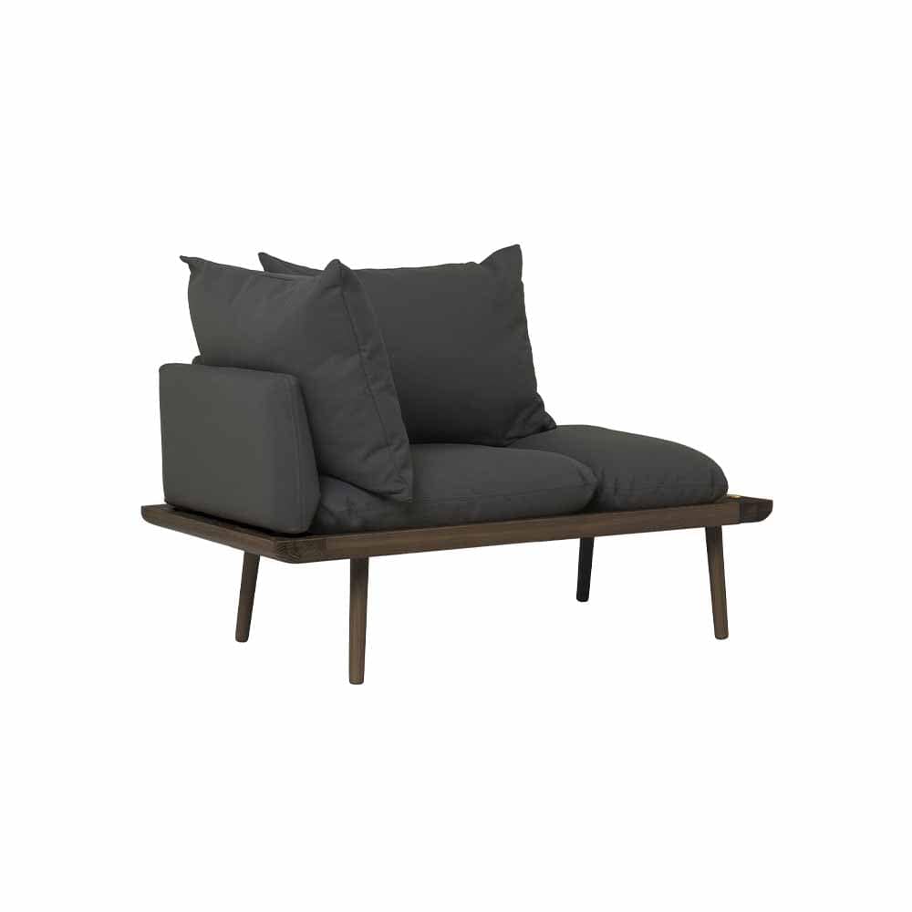 Umage Lounge Around 1.5, petit sofa ou fauteuil au style scandinave, en bois et tissu, ombre, chêne foncé