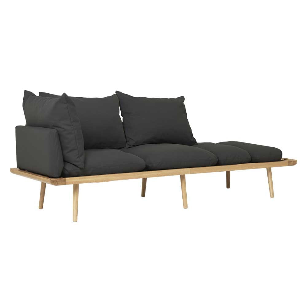 Umage Lounge Around, sofa 3 places au style scandinave, en bois et tissu, ombre, chêne