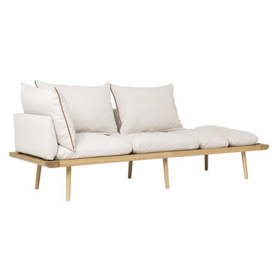 Umage Lounge Around, sofa 3 places au style scandinave, en bois et tissu, sable blanc, chêne