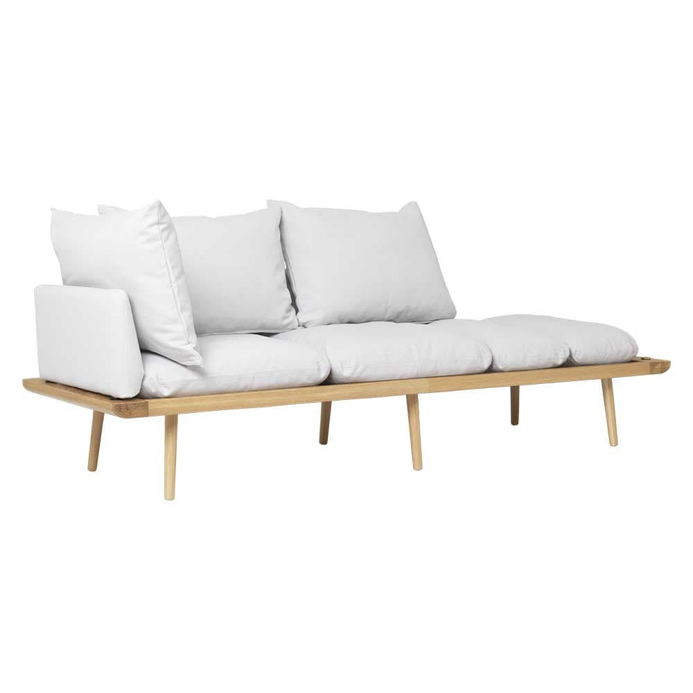 Umage Lounge Around, sofa 3 places au style scandinave, en bois et tissu, sterling, chêne