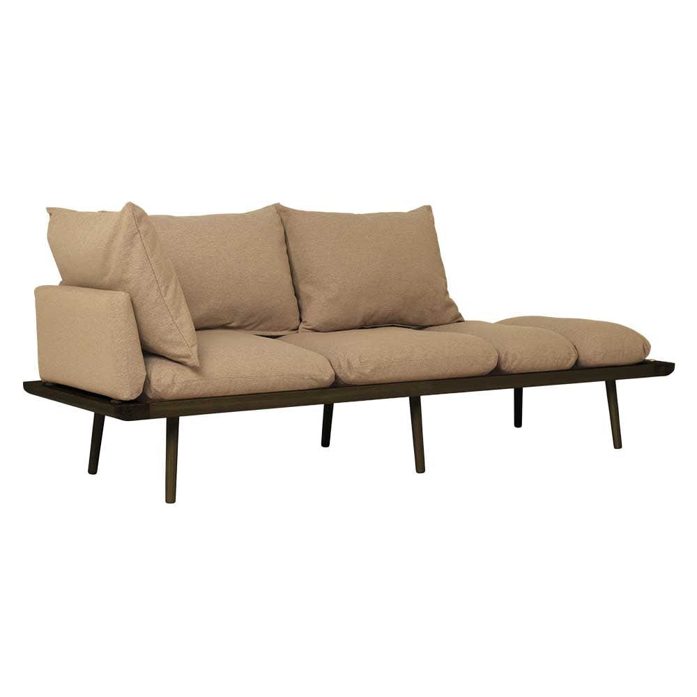 Umage Lounge Around, sofa 3 places au style scandinave, en bois et tissu, sucre brun, chêne foncé