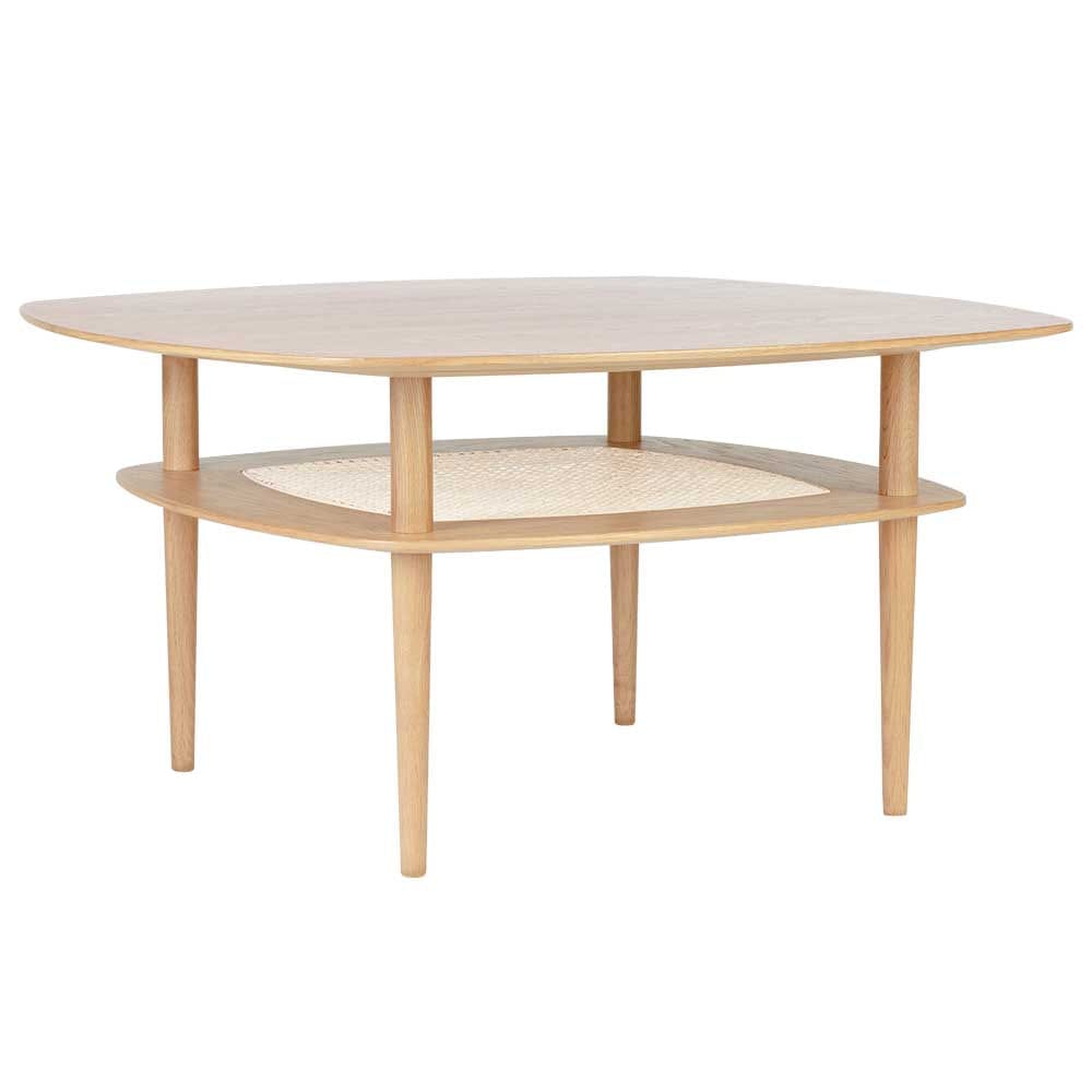 Umage Together, table à café carrée avec étagère, en bois et canne vénitienne, chêne