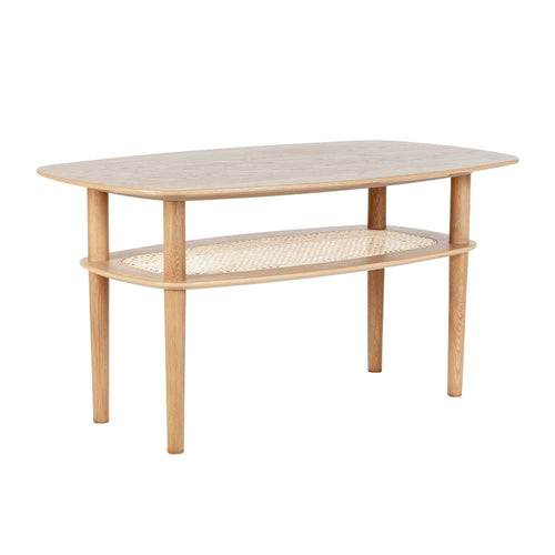 Umage Together, table à café rectangulaire avec étagère, en bois et canne vénitienne, chêne
