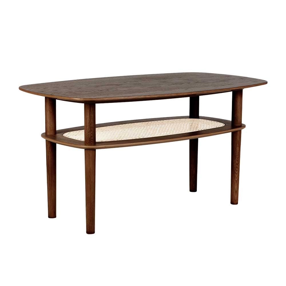 Umage Together, table à café rectangulaire avec étagère, en bois et canne vénitienne, chêne foncé