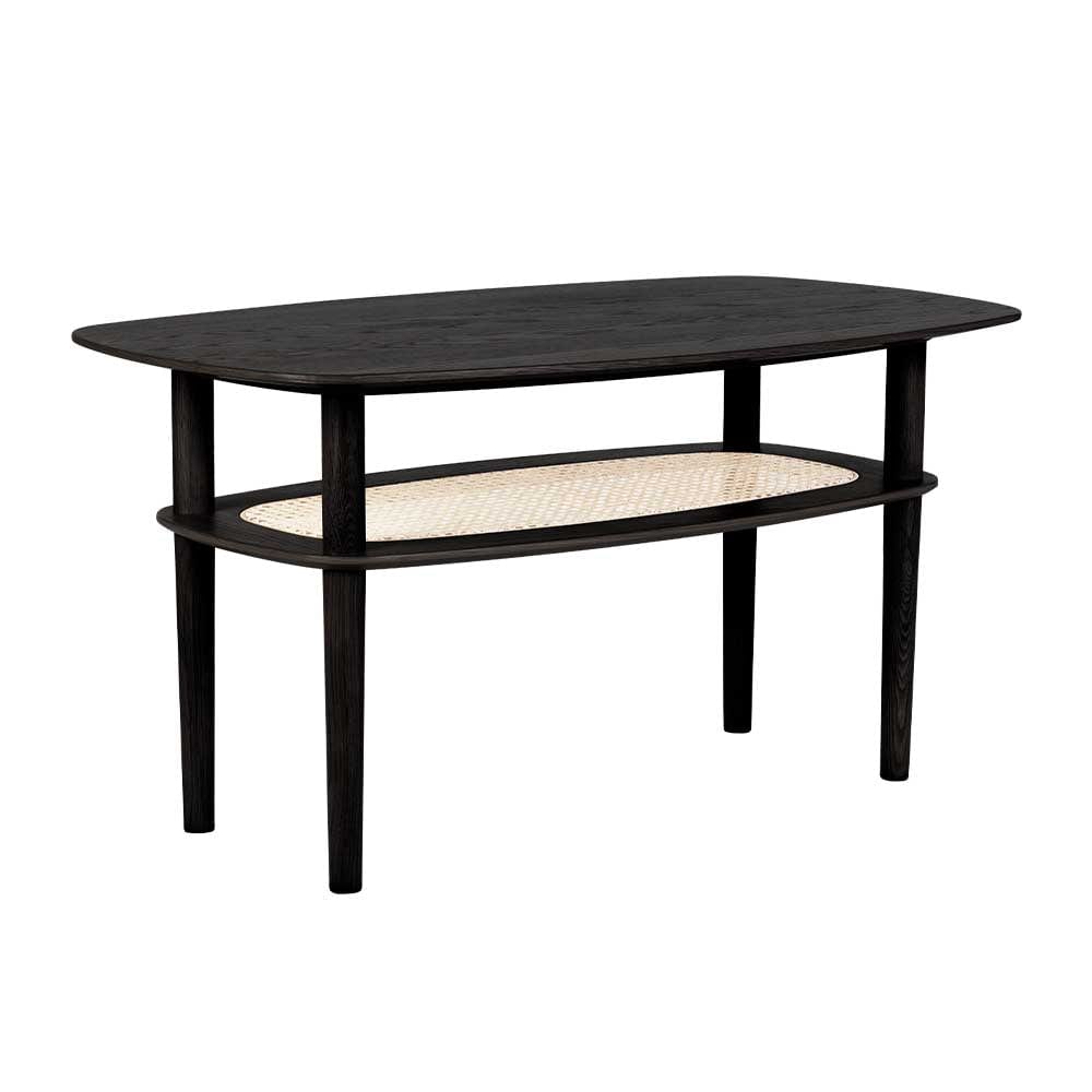 Umage Together, table à café rectangulaire avec étagère, en bois et canne vénitienne, chêne noir