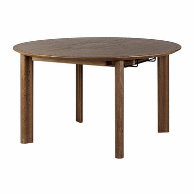 Umage Comfort Circle, table à dîner ronde et extensible pouvant accueillir jusqu'à 10 personnes, en bois, empattement lisse, chêne foncé 