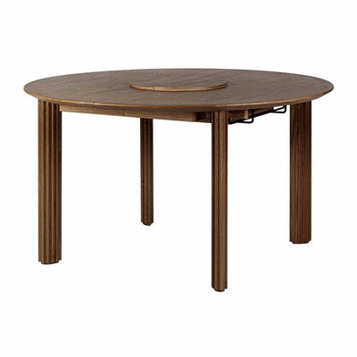 Umage Comfort Circle, table à dîner ronde et extensible pouvant accueillir jusqu'à 10 personnes, en bois, empattement ondulé, chêne foncé