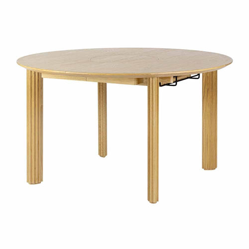 Umage Comfort Circle, table à dîner ronde et extensible pouvant accueillir jusqu'à 10 personnes, en bois, empattement ondulé, chêne