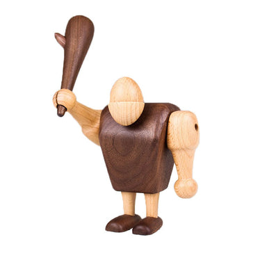 Reproduction Homme préhistorique, petite figurine de décoration, en bois, gourdin 