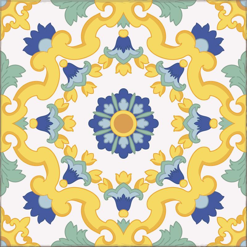 Calidoscopi, tapis en vinyle plat avec motif par Adama Alma