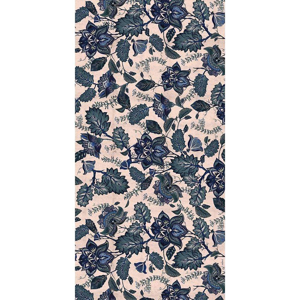 Adama Alma Jacobean, tapis plat à motif d’une épaisseur de 5 mm, en vinyle, bleu