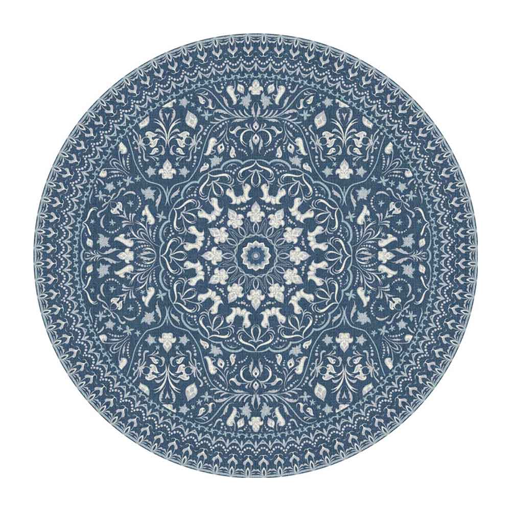 Adama Alma Mali, tapis rond et plat à motif d’une épaisseur de 5 mm, en vinyle, bleu