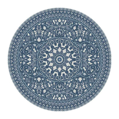 Adama Alma Mali, tapis rond et plat à motif d’une épaisseur de 5 mm, en vinyle, bleu