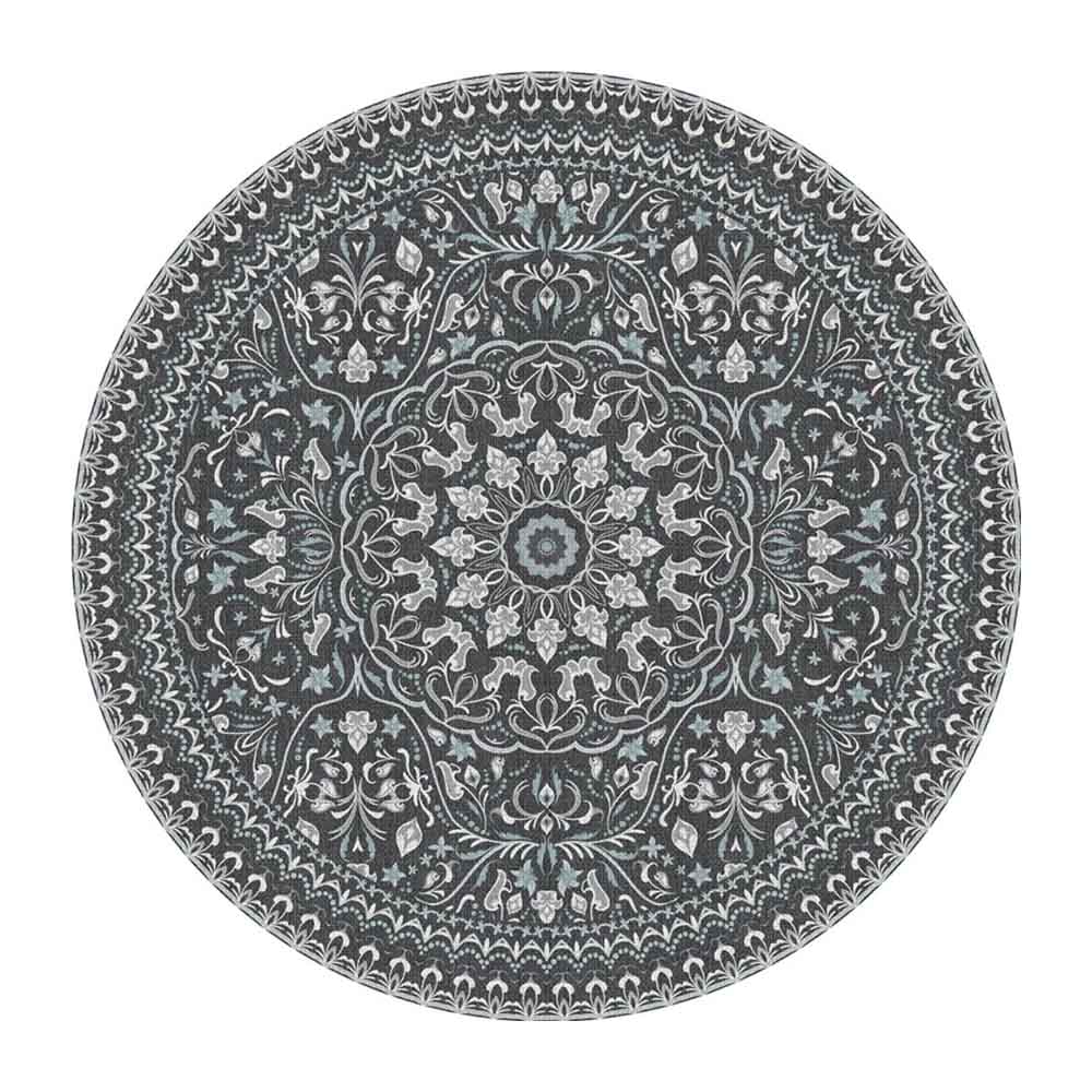 Adama Alma Mali, tapis rond et plat à motif d’une épaisseur de 5 mm, en vinyle, noir