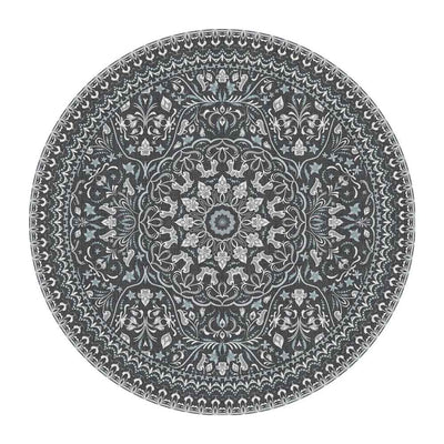 Adama Alma Mali, tapis rond et plat à motif d’une épaisseur de 5 mm, en vinyle, noir