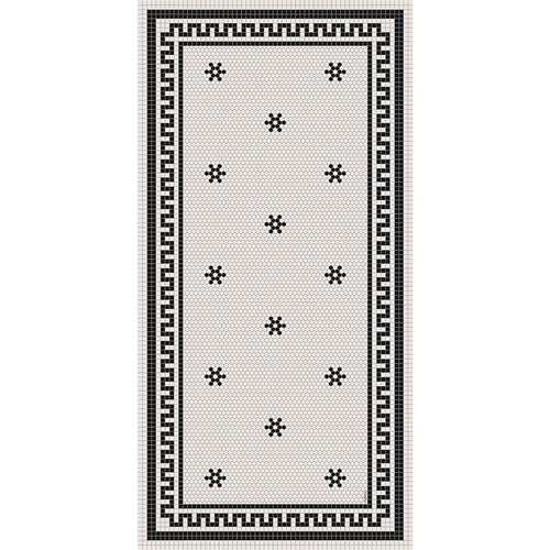 Adama Alma Tuxedo, tapis plat à motif d’une épaisseur de 5 mm, en vinyle, blanc