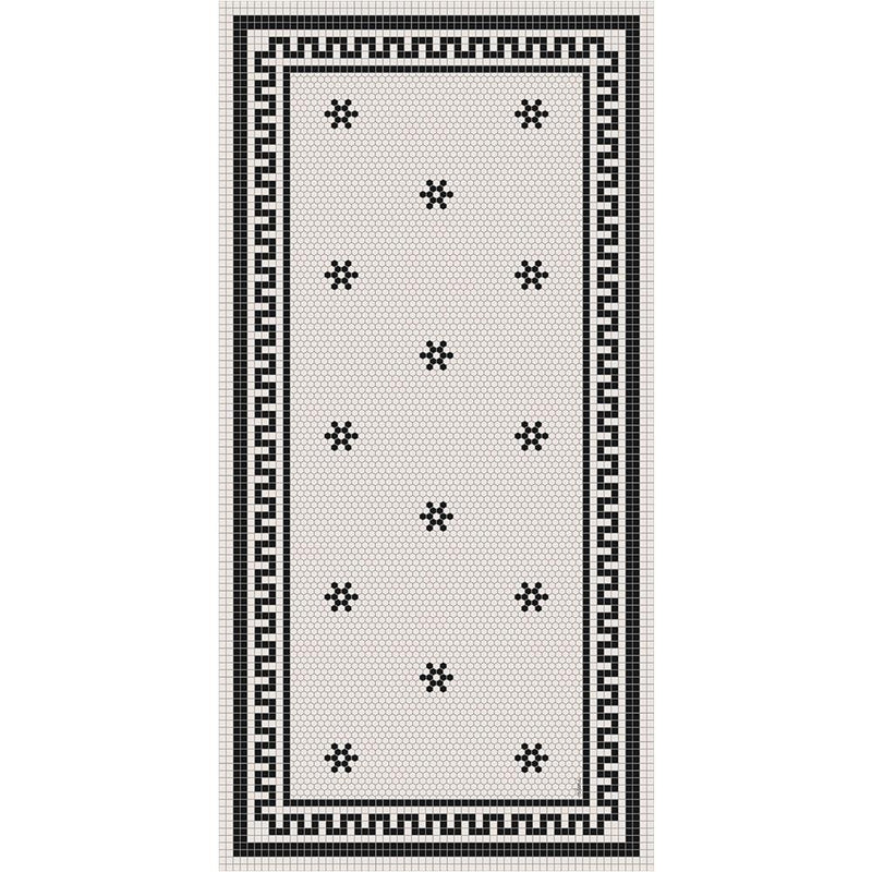Adama Alma Tuxedo, tapis plat à motif d’une épaisseur de 5 mm, en vinyle, blanc