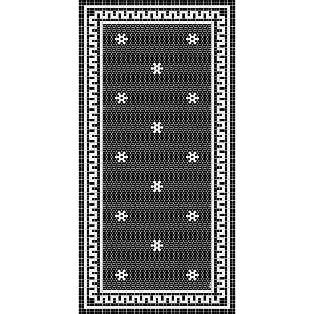 Adama Alma Tuxedo, tapis plat à motif d’une épaisseur de 5 mm, en vinyle, noir