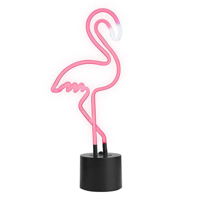 Amped and Co Flamant, lampe de table à néon remplie de gaz, en verre souflé, rose