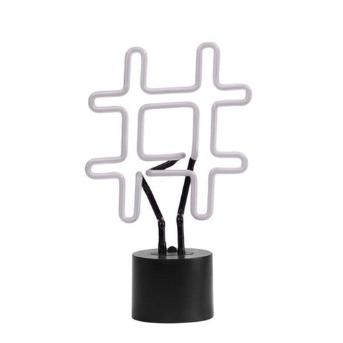 Amped and Co Hashtag, lampe de table à néon remplie de gaz, en verre souflé, blanc
