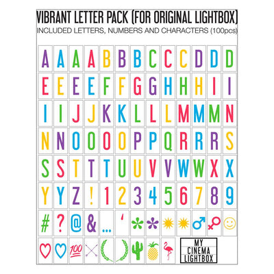 Amped and Co Lettres vibrantes pour Cinema Lightbox, accessoires pour boite lumineuse, en plastique, lettres et symboles