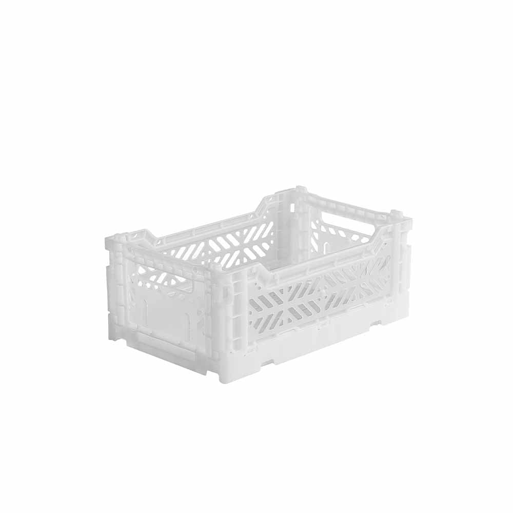 Aykasa Caisses pliantes, caisses de rangement pliables et empilables, en plastique PP, blanc, mini