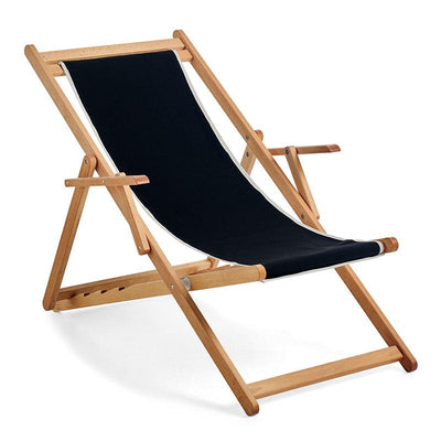 Beppi, chaise d'extérieur avec cadre en bois et assise en tissu par Basil Bangs, noir