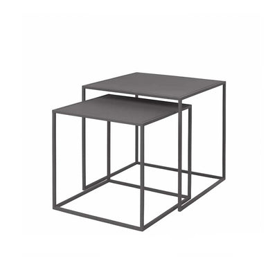 Blomus Fera, lot de 2 tables d'appoint gigognes carrées, en acier, gris