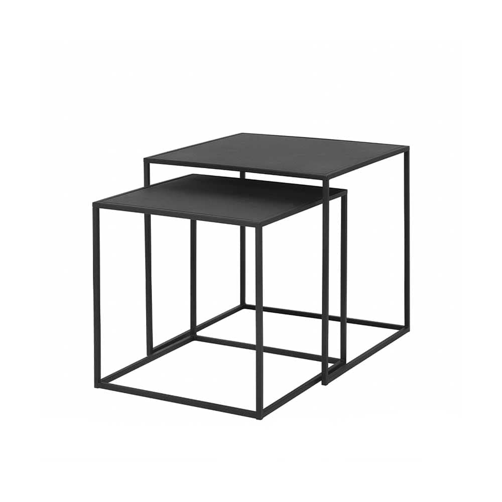 Blomus Fera, lot de 2 tables d'appoint gigognes carrées, en acier, noir