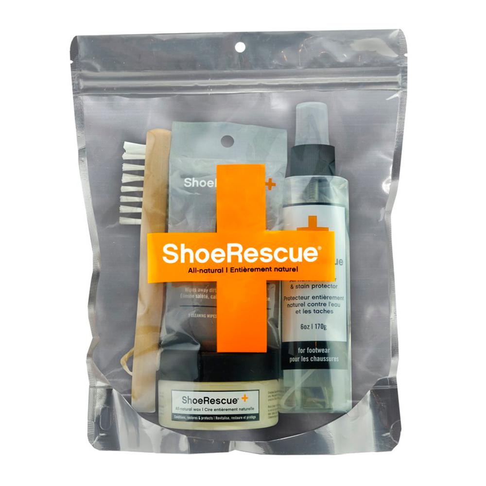 BootRescue Kit de protection pour chaussures, cire, brosse, spray et lingettes pour nettoyer les souliers, chaussures, bottes