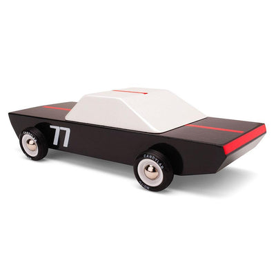 Candylab Carbon 77, voiture de course jouet, en bois, noir et rouge