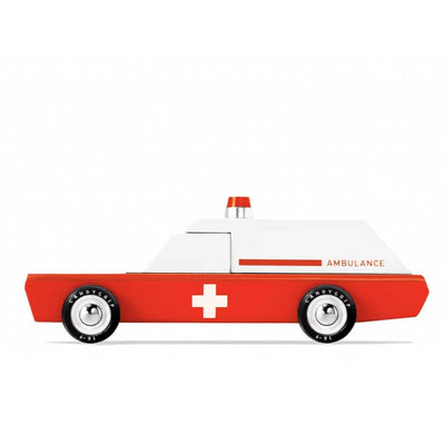 Candylab Ambulance Wagon, voiture jouet, en bois, rouge / blanc