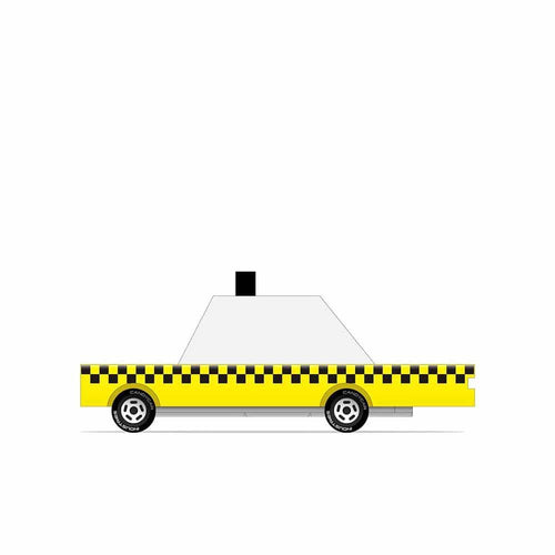 Candylab Yellow Taxi, petite voiture jouet, en bois, jaune