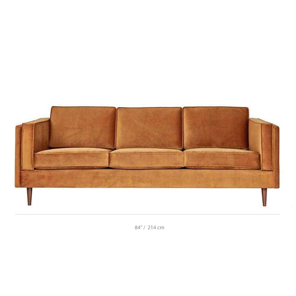 Gus* Modern Adelaide, sofa 3 places, en bois et tissu, dimensions