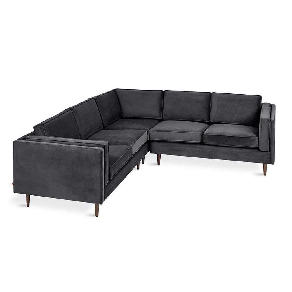 Gus* Modern Adelaide, sofa sectionnel, en bois et tissu, velvet mercury