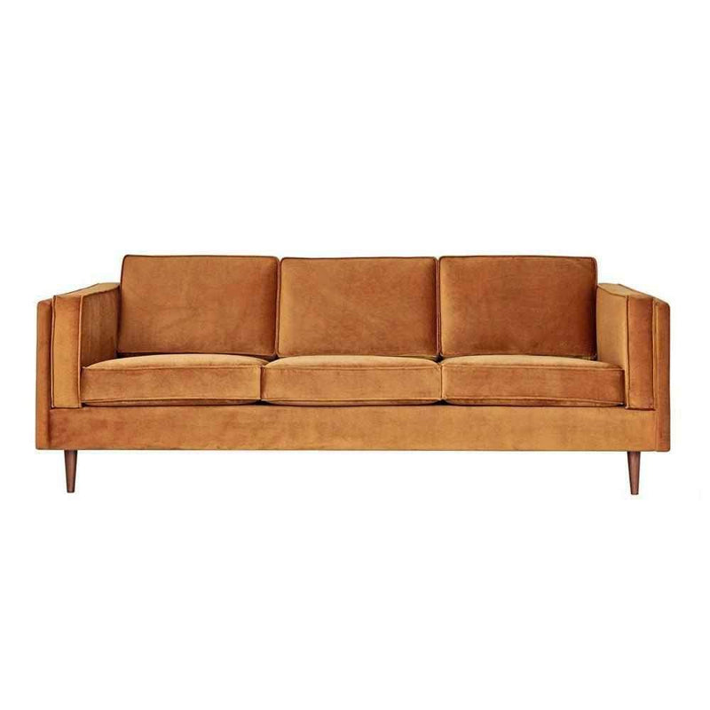 Gus* Modern Adelaide, sofa 3 places, en bois et tissu, velvet rust