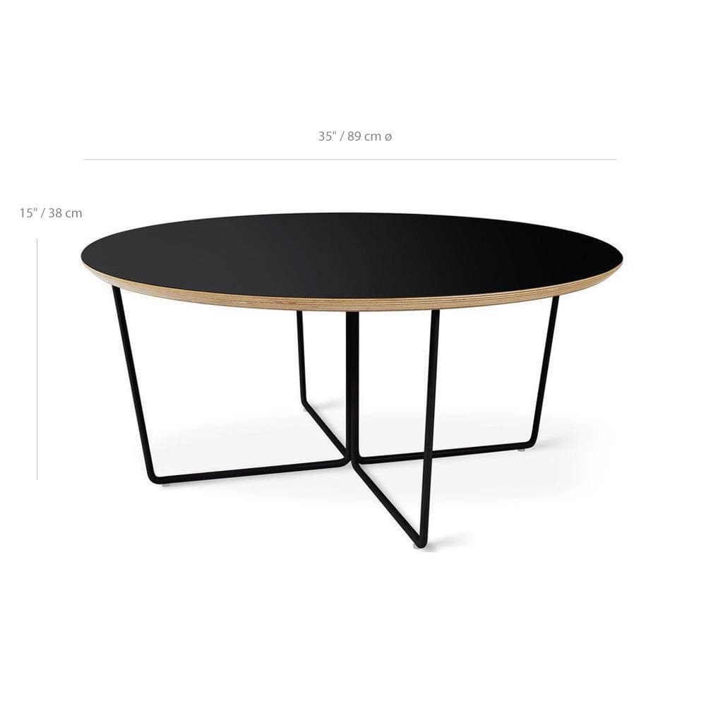 Gus* Modern Array, table basse ronde, en bois et métal, dimensions