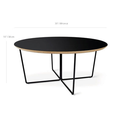 Gus* Modern Array, table basse ronde, en bois et métal, dimensions