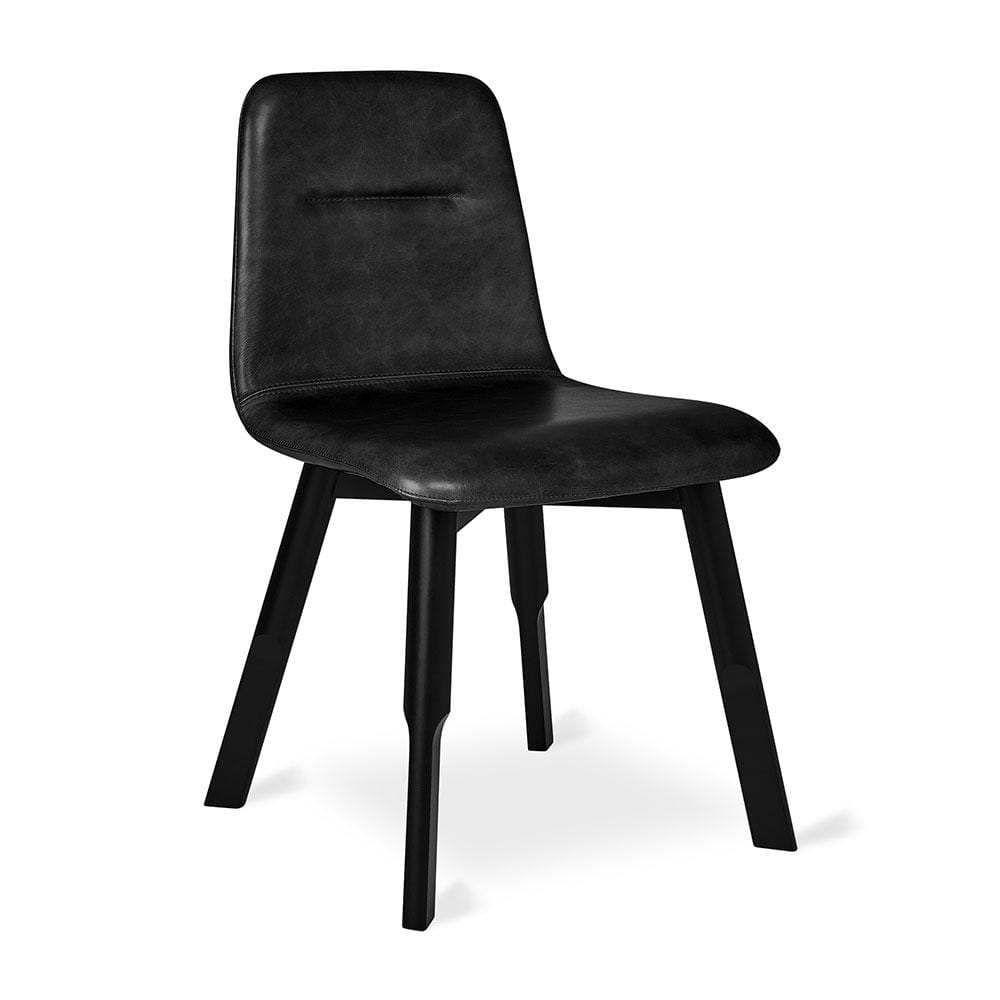 Gus* Modern bracket, chaise rembourrée, en cuir et bois, cuir noir