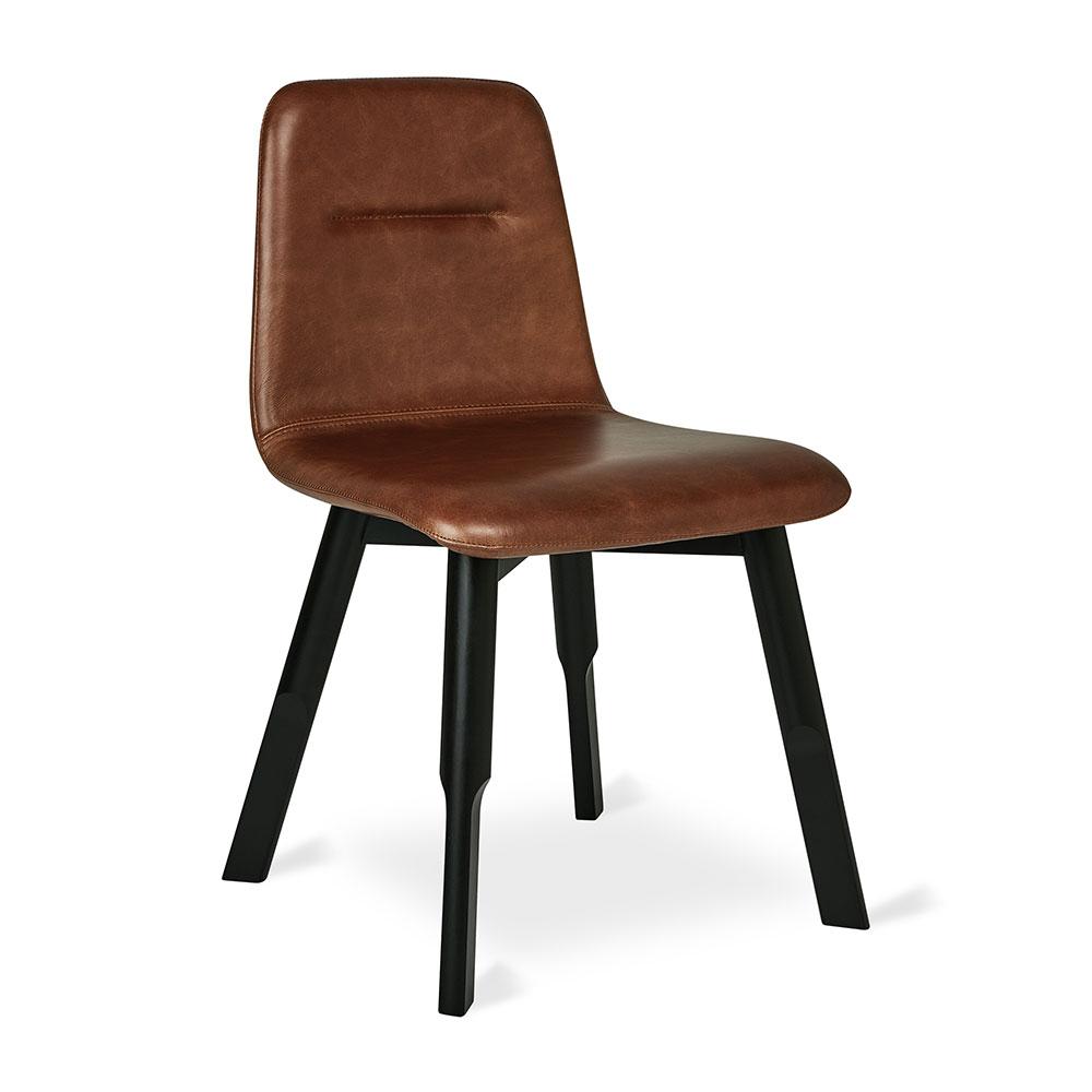 Gus* Modern bracket, chaise rembourrée, en cuir et bois, cuir brun
