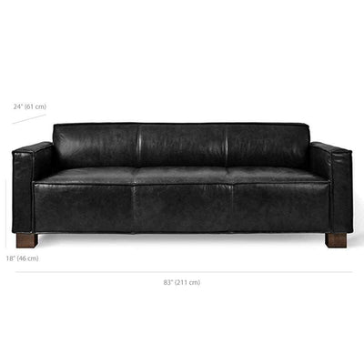 Gus* Modern Cabot, sofa 3 places, en cuir et bois, dimensions