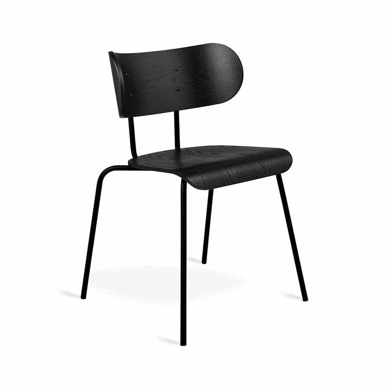 Gus* Modern Bantam, chaise à dîner confortable et contemporaine, en bois et métal, frêne noir