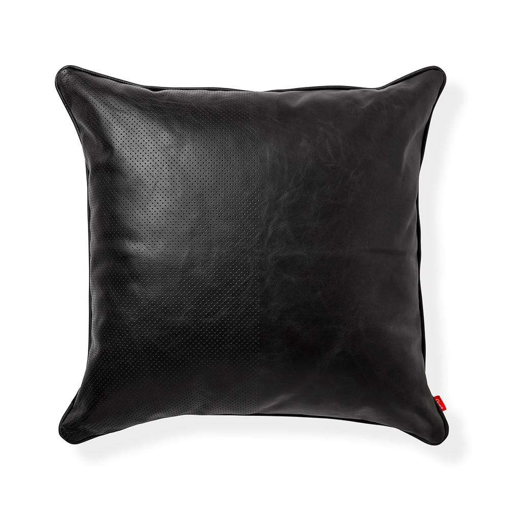 Gus* Modern Duo, coussin décoratif au format carré, en cuir et tissu, cuir noir, parliament stone