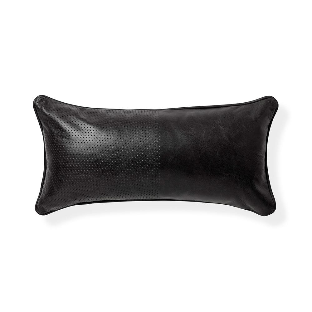 Gus* Modern Duo, coussin décoratif au format rectangulaire, en cuir et tissu, cuir noir / parliament stone