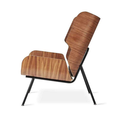 Gus* Modern Elk, fauteuil avec dossier haut, en bois, tissu et métal, laurentian onyx