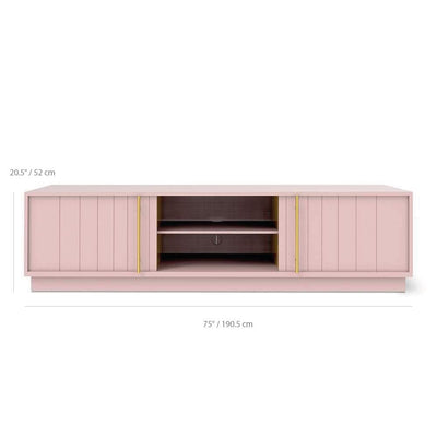 Gus* Modern Elora, meuble tv et de rangement avec portes coulissantes, en bois, dimensions