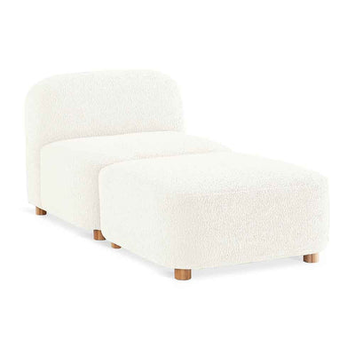 Gus* Modern Circuit Modular 2, fauteuil lounge aux coins arrondis, en bois et tissu, himalaya cloud