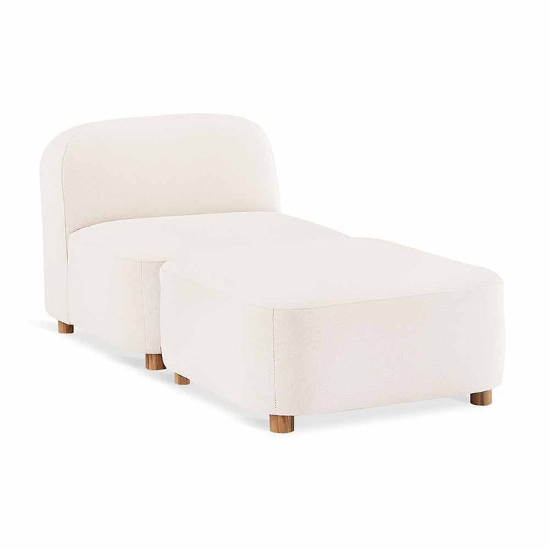 Gus* Modern Circuit Modular 2, fauteuil lounge aux coins arrondis, en bois et tissu, merino cream