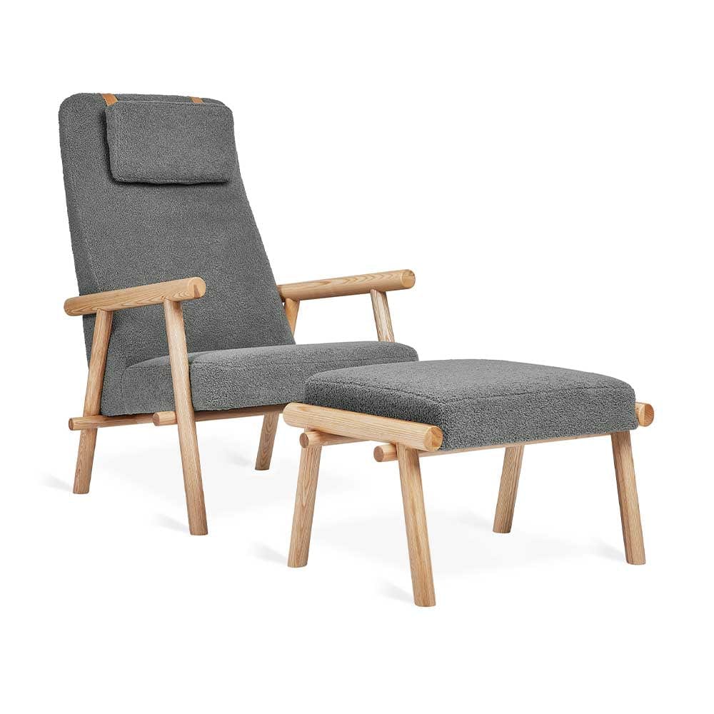Gus* Modern Labrador, fauteuil et ottoman, en tissu et bois, auckland bluff, frêne